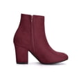 thumbnail image 3 of Unique Bargains Women's Side Zipper Block Heel Ankle Boots Burgundy 7, 3 of 8