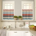 thumbnail image 4 of Kitchen Curtain Valance and Tiers Set Boho Stripe Tribal Vingtage Rod Pocket Kitchen Tier Curtains Valance Set 3 Piece Bohemian Style Pattern Window Curtain Valance Tier Set 54 in x 24 in, 4 of 5