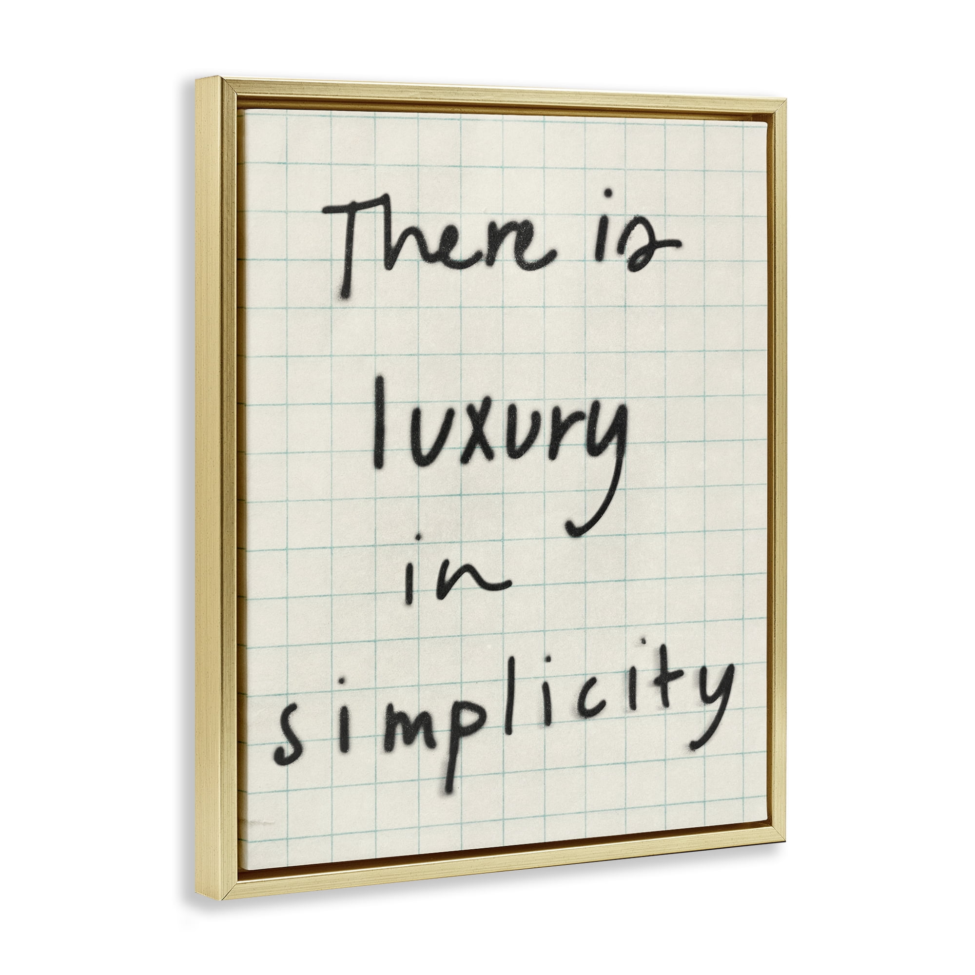 Stupell Industries Luxury In Simplicity Scrawl Gold Framed Floater Canvas Wall Art, design by Victoria Barnes