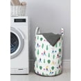 thumbnail image 3 of Cartoon Laundry Bag, Men Baby Strollers Walking in the Park Among Trees Father Illustration, Basket with Handles Drawstring Closure for Laundromats, 13" x 19", White and Multicolor, by Ambesonne, 3 of 4