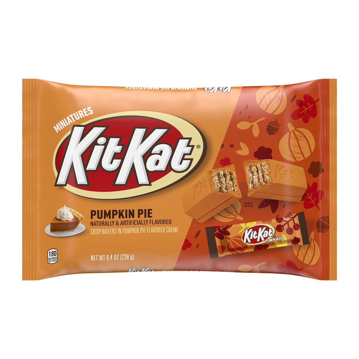 KIT KAT®, Miniatures Pumpkin Pie Flavored Creme Wafer Candy Bars, Halloween, 8.4 oz, Bag