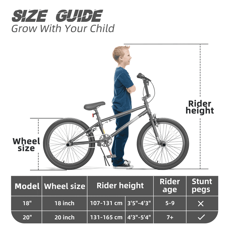 XJD, BMX Bike Freestyle Cycling Trick Bicycle, 20 inch, Black