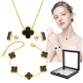 thumbnail image 1 of 4pzs Xtellar Collar Y Pulsera Y Aretes Trébol Regalos Para Mujer Color Negro, 1 of 3