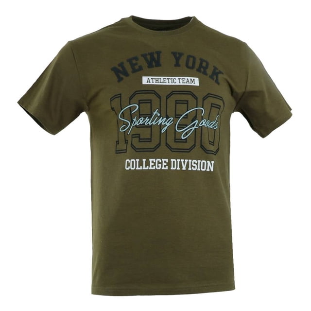 Playera George para Hombre, Cuello Redondo de Manga Corta Diseño Estampado New York Verde Militar Talla G
