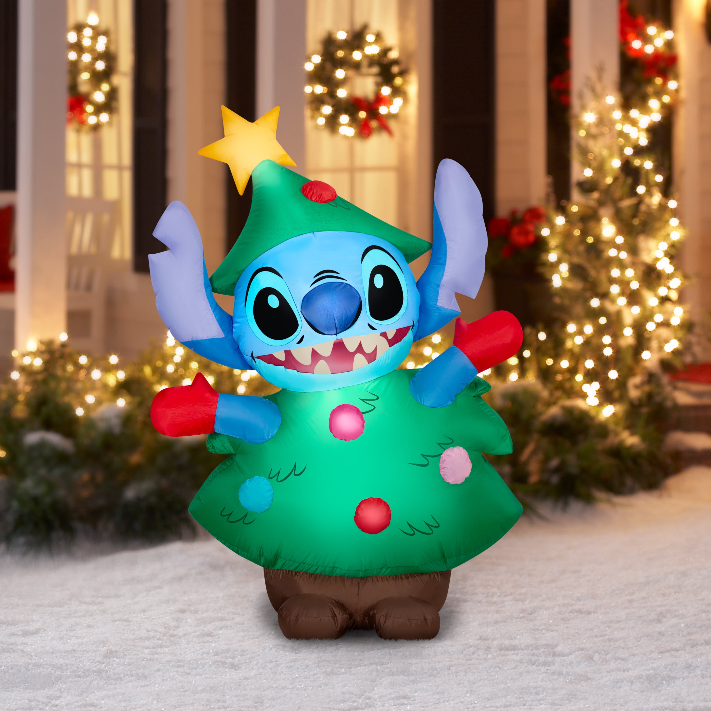 Airblown Christmas Yard Inflatable Stitch in Christmas Tree Costume by Disney, 5 ft