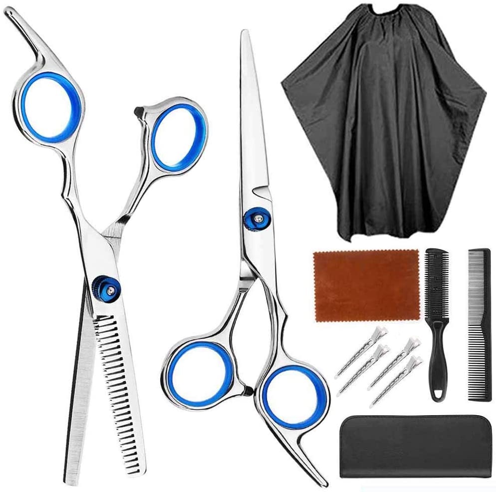 2 Pack Professional Hair Cutting Scissors Kit 12 PCS Barber Thinning
