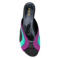 thumbnail image 4 of YDN Women Open Round Toe Multicolor Mules Slip on Low Chunky Heels Comfortable Casual Dress Heeled Slippers Size 8 Black&Turquoise&Fuchsia, 4 of 4