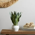 thumbnail image 2 of DecMode 15" Artificial Snake Plant in Realistic Leaves and White Porcelain Pot, 2 of 7