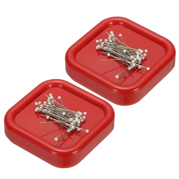 Uxcell 2 Pcs Magnetic Pin Holder, Magnetic Pin Cushion Paper Clip Holder for Sewing Quilting Hair Clips, Red