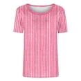 thumbnail image 3 of DPTALR Women's Summer Slim Fit Casual Fashion Print T-Shirt, Round Neck Short Sleeve Top,Pink,Size XL, 3 of 4