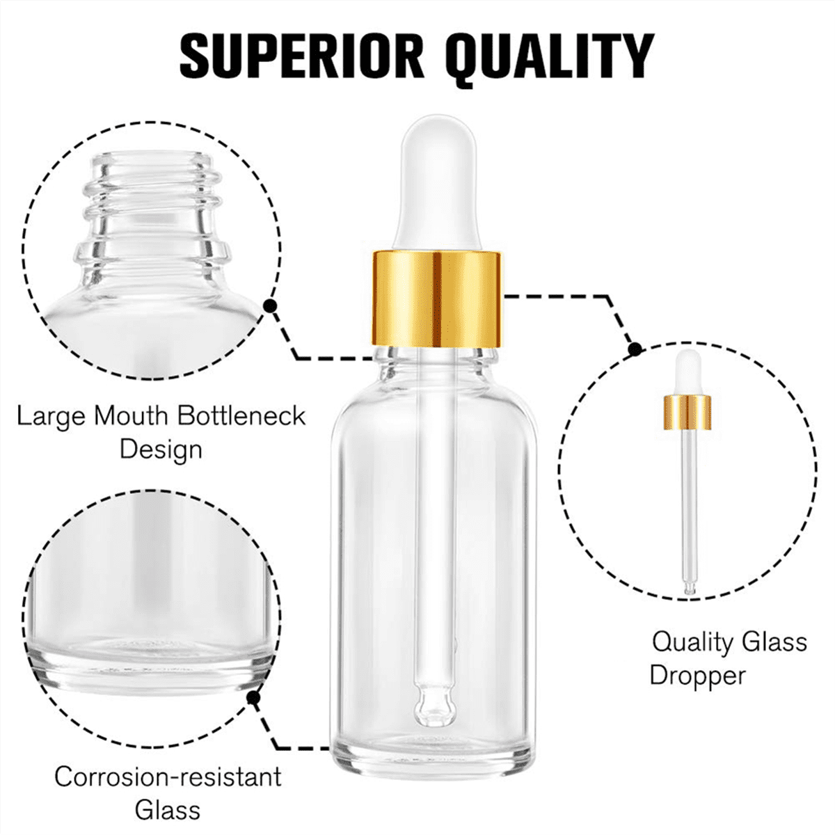 Glass Dropper Bottle 24 Pack Clear Glass Bottles Empty with 2 Funnels & 2 Long Pipettes, 30ml Eye Dropper
