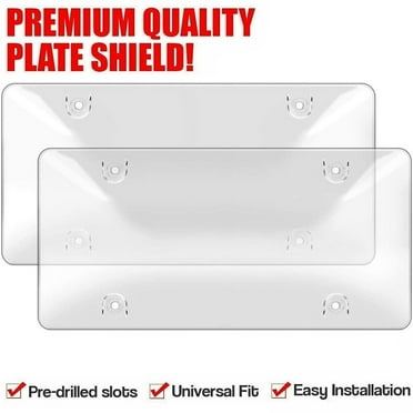 2x Universal Clear License Plate Frame Cover Shield Tinted Plastic Tag Protector