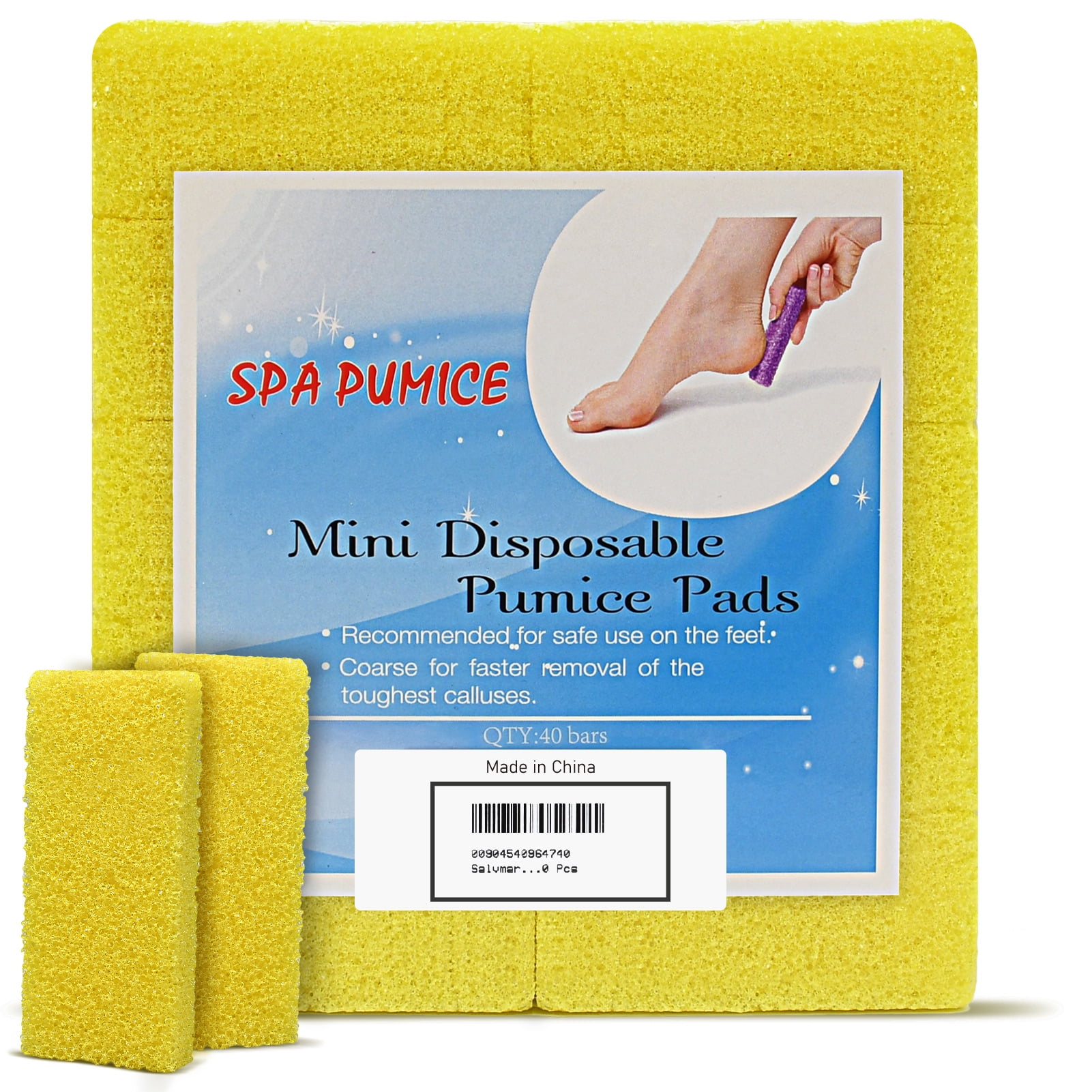 Salvmary Yellow Mini Disposable Pumice Pad, Pedicure Tools for Dead