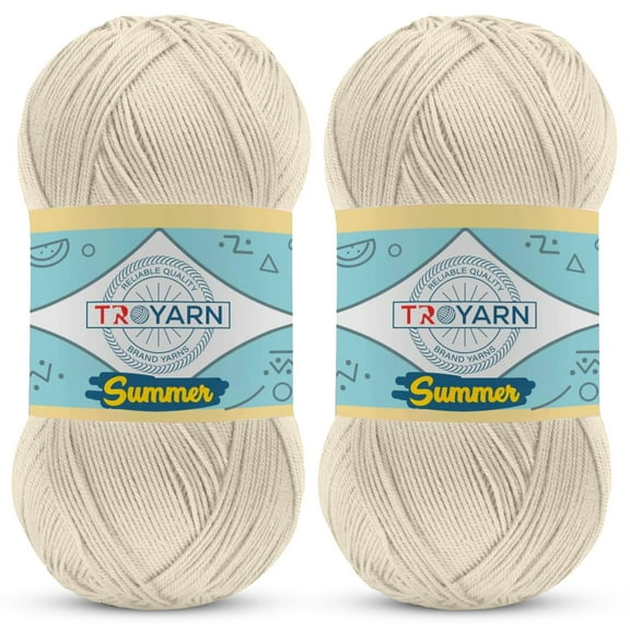 Yarn for Crocheting & Knitting - 2 Skeins (2x383 Yds) (105001 - Cream) Crochet Yarn - 100% Microfiber Acrylic Yarn - Knitting Yarn for Craft Projects