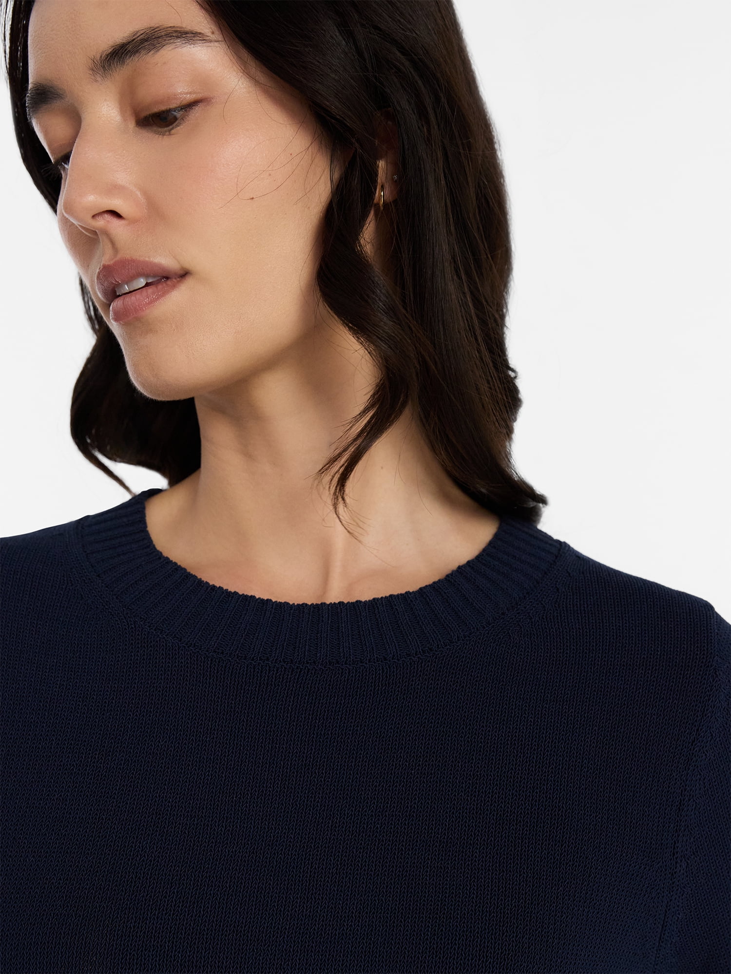 Time and Tru Women's Crewneck Sweater with Short Sleeves, Lightweight, Sizes XS-XXXL