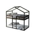 thumbnail image 3 of Home Design Pasco Twin Over Twin Solid Wood House Loft Bed Frame with Roof, Wood House Bed/Low Toddler Loft Bed, Taupe, Easy Assemble, 3 of 5