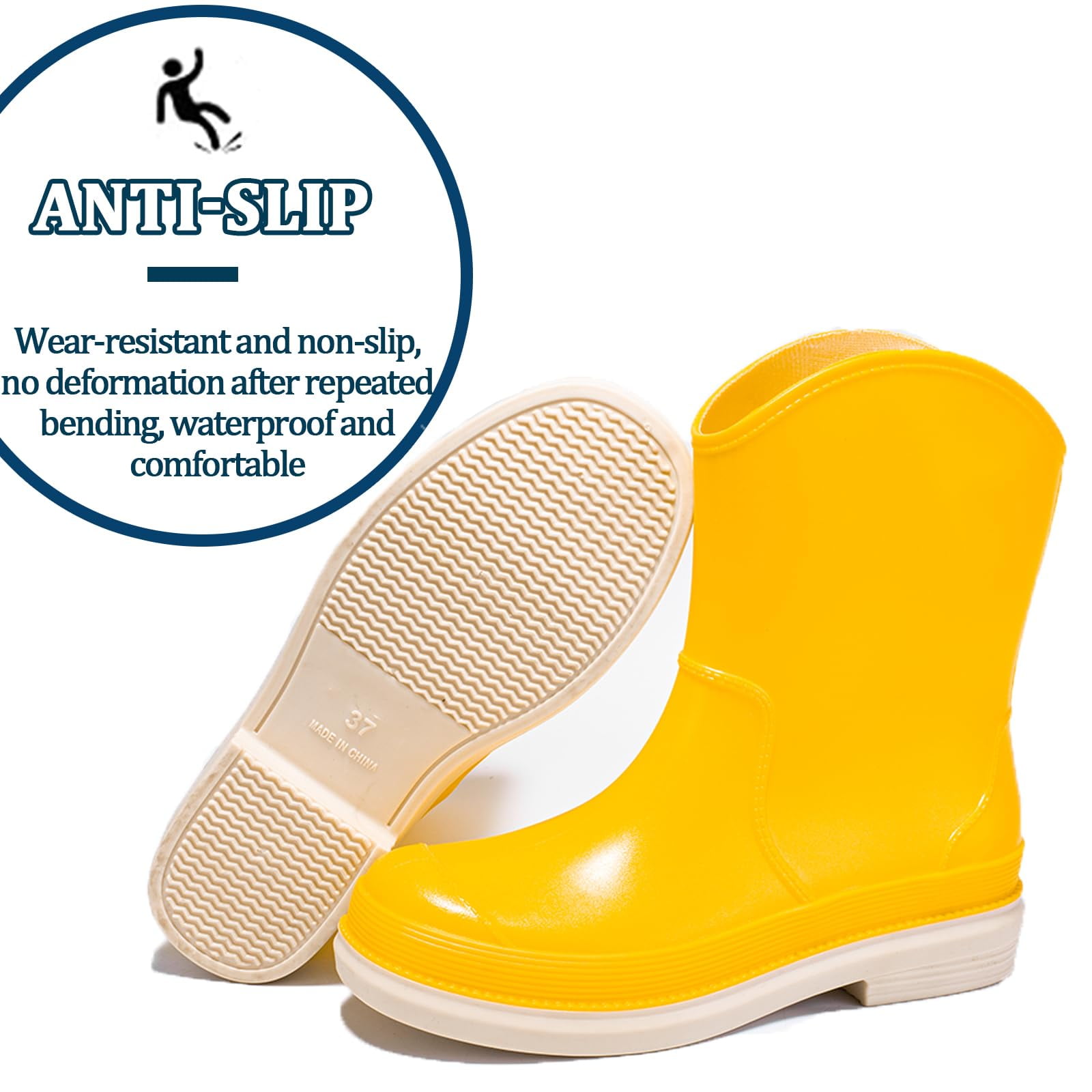 AUXDIQ Rain Shoes Women Mid-calf Boots Waterproof Rain Boots Outdoor Garden Shoes