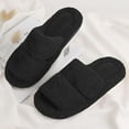 thumbnail image 4 of Deago Women's Memory Foam Fuzzy Comfy Faux Fur House Slippers Open Toe Two Band Indoor Slides Soft Plush Fleece Non-Slip Bedroom Shoes (Black), 4 of 9
