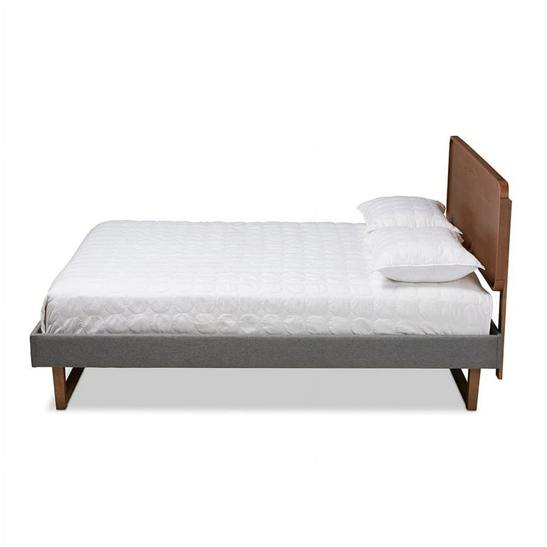 Baxton Studio Ayla Mid-Century Modern Dark Grey Fabric Upholstered Walnut Brown Finished Wood Queen Size Platform Bed Baxton Studio Ayla Mid-Century Modern Dark Grey Fabric Upholstered Walnut Brown Finished Wood Queen Size Platform Bed