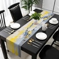 thumbnail image 5 of Yellow Blue Table Runner Cotton Linen 120 Inch Holiday Dresser Scarves, Modern Abstract Oil Painting Art Tablerunner for Kitchen Coffee Dining Bedroom Home Living Room Dinner Scarf Décor 13''x120'', 5 of 9
