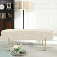 thumbnail image 4 of Andeworld Upholstered Ottoman Bench Seat with Gold Legs,Sitting Bench Living Room Bench for Bedroom Indoor Benches(Beige), 4 of 6