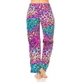 thumbnail image 2 of Women's Super-Soft Plush Fleece Pajama Bottoms/Printed Lounge Pants, Black Rainbow Hearts - Large, 2 of 6