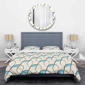 Designart 'Retro Geometrical Abstract Minimal Pattern I' Set de Couverture de couettes mi-century