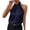 Dark Blue, variant on Women's Satin Halter Neck Blouse Twist Front Sleeveless Elegant Top for Party Office Spring Summer Wear