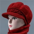 thumbnail image 4 of Prolriy Winter Hats for Women, Women's Woolen Knitted Warm Basin Hat Padded Cotton Hat Womens Hats Red, 4 of 4
