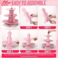 thumbnail image 4 of Heart Cupcake Stand 3 Tier Valentine Pink Dessert Display Cardboard Cupcake Stand Cake Tower Holder Decoration for Party, 4 of 4