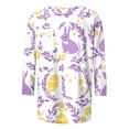 thumbnail image 5 of Ichuanyi Womens Easter Printed 3/4 Length Sleeve Tops Casual Loose Fit Crewneck T Shirts Cute Solid Three Quarter Length Tunic Tops, 5 of 7