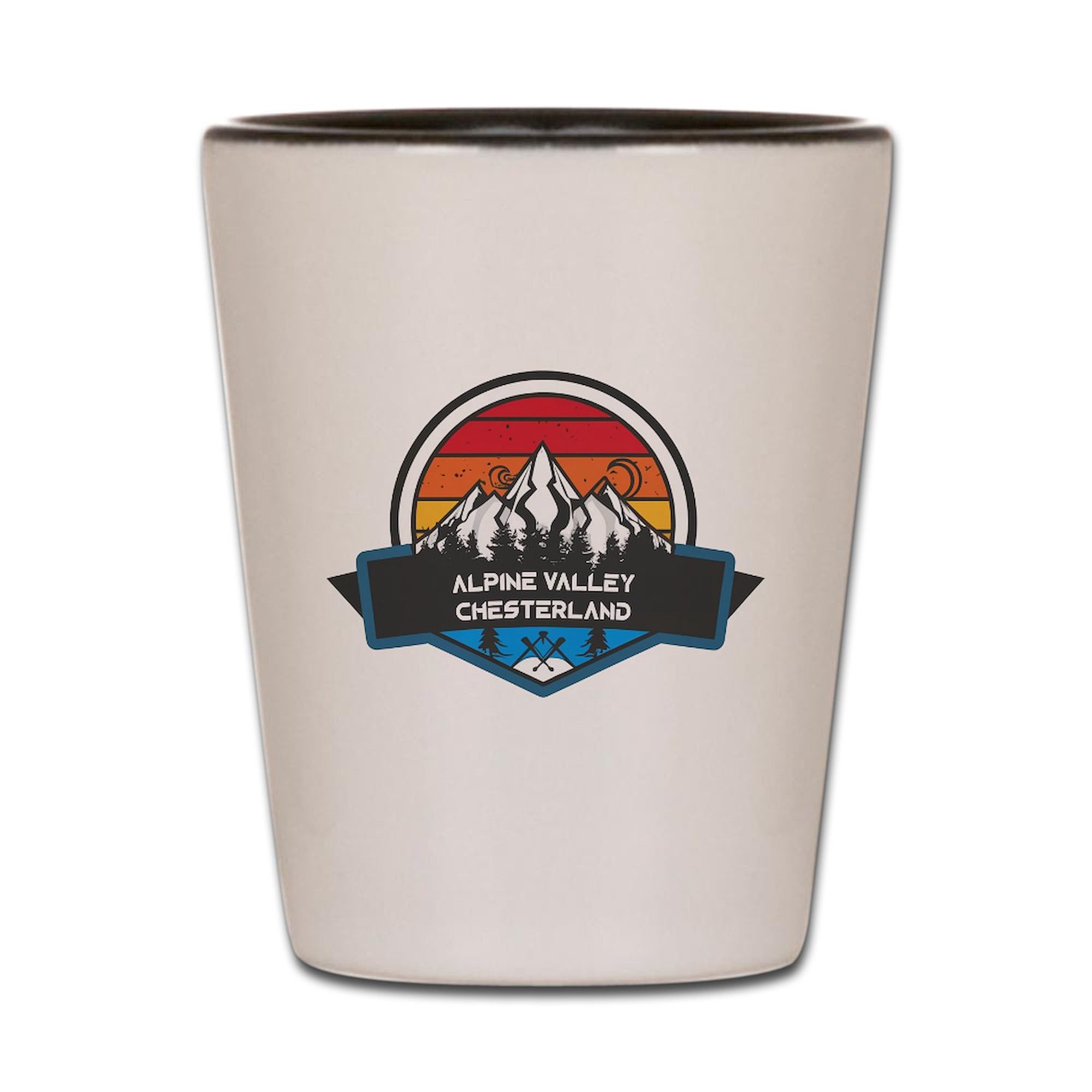 CafePress - Alpine Valley Ski Area Chesterland Ohio - White/Black Shot Glass, Unique and Funny Shot Glass