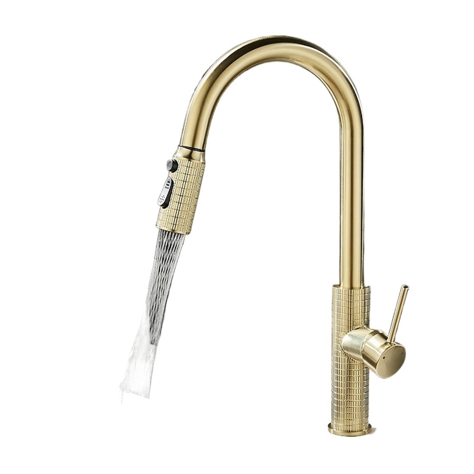 Kitchen Faucet Brass Gunmetal Gray Pull-out Faucet, Jitchen Sink Universal 360 Retractable Hot And Cold Water Sink Faucet