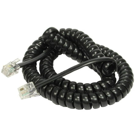 RARAION - Black RJ10 Plug to Plug Coiled Telephone Handset Cable - 5m