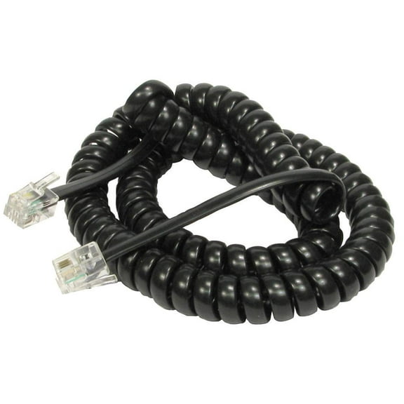 RARAION - Black RJ10 Plug to Plug Coiled Telephone Handset Cable - 5m