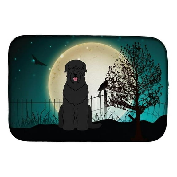 Halloween Scary Black Russian Terrier Dish Drying Mat