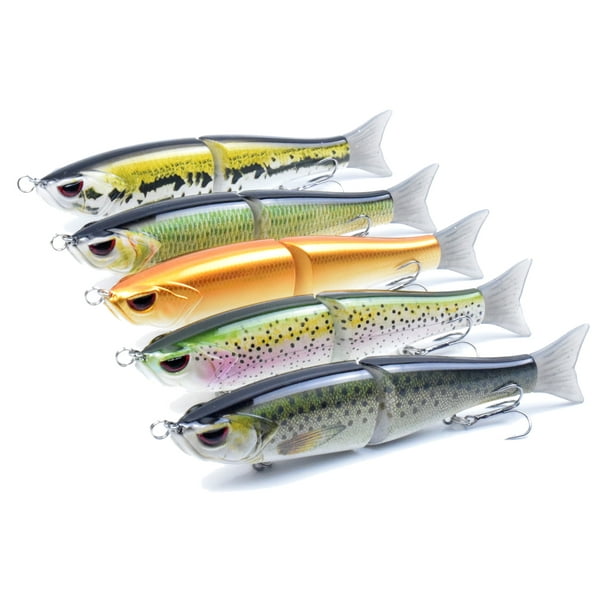 7.1 in / 2.2 oz Trout Slide Bait Fishing Lures 2-segment Hard Body Lures  with Treble Hook Life-Like Swimbait Fishing Bait 3D Eyes Artificial Baits