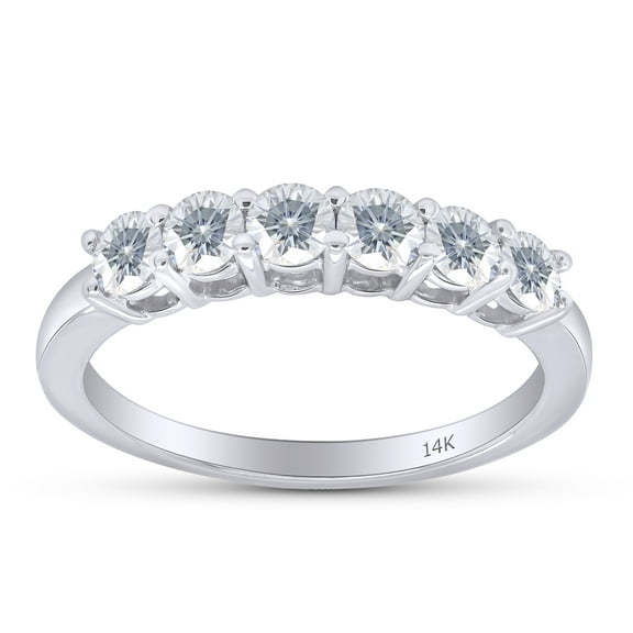 3/5 Carat CT.T.W Round Cut 3MM Lab Created Moissanite Diamond Half Eternity Engagement Wedding Band Ring 14K White Gold(G-H Color,0.60 Cttw)-5