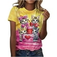 thumbnail image 6 of Xdegoge Womens Valentines Top Short Sleeve Crew Neck Pullover Cute Playful Valentine Prints Tops Casual Loose Plus Size Pullovers, 6 of 6
