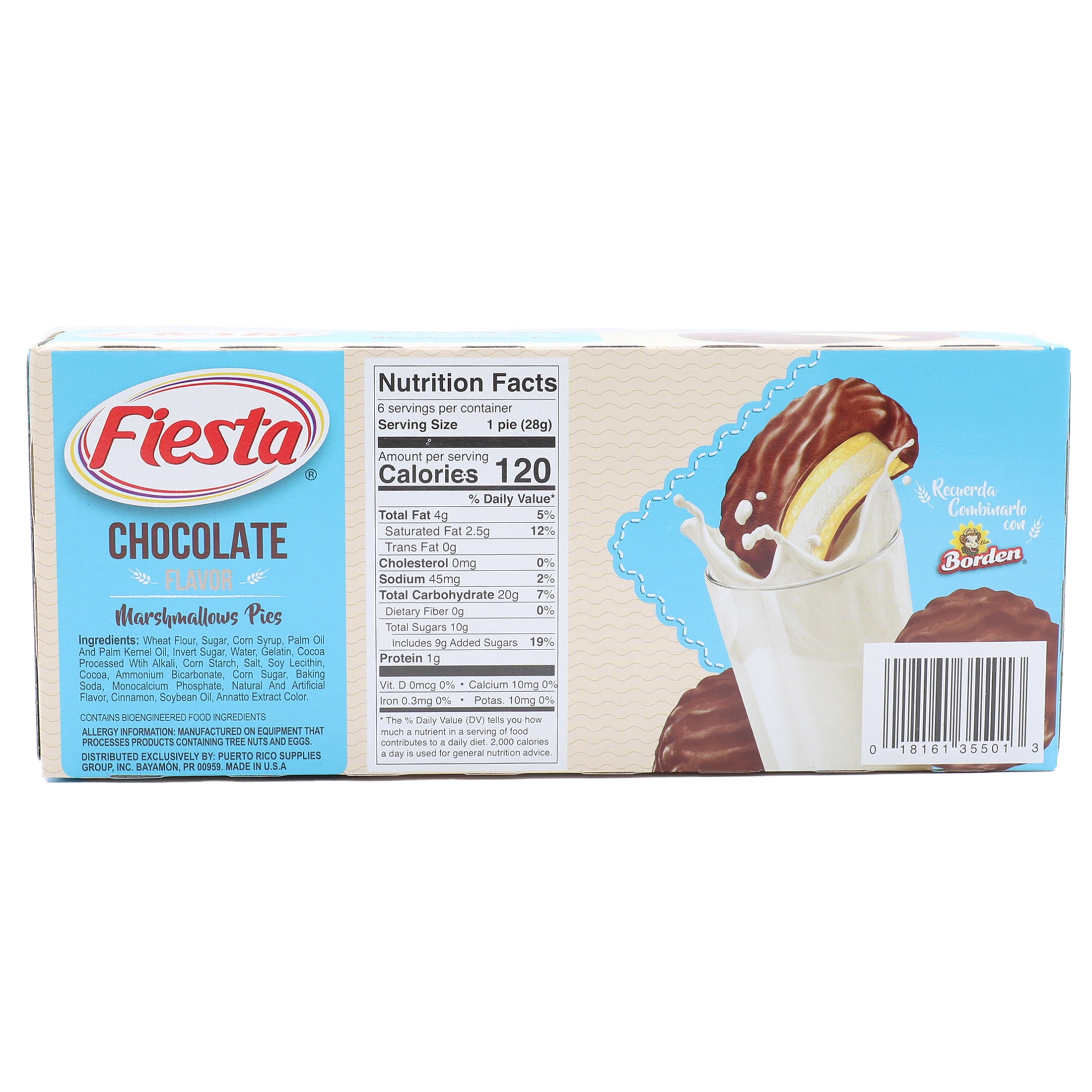 Fiesta Marshmallow Pie, Chocolate 6 Count 6 oz, 120 Calories, Shelf Stable