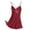 A-Red966, variant on XIAONU Womens Lace Trim Satin Sleepwear Loose Spaghetti Strap Criss Cross Loungewear Silky Alluring Sleep Nightgowns