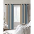 thumbnail image 3 of Blue Brown Beige Blackout Curtains 39 Inches Long for Bedroom, Boho Farmhouse Abstract Stripes Art Thermal Insulated Room Darkening Black Out Window Curtain Panels Grommet Drapes for Living Room, 3 of 8