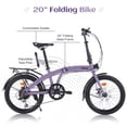 thumbnail image 2 of 20 Inch Folding Mountain Bike, 7 Speed Full Suspension High-Carbon Steel Foldable Bicycle with Anti-Skid Tires, Dual Disc Brake Folding Bikes for Adults/Men/Women, Purple, 2 of 6