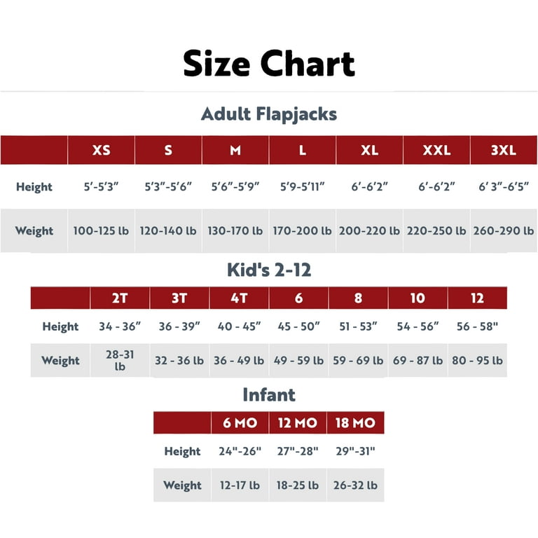 Carters adult pajamas online size chart