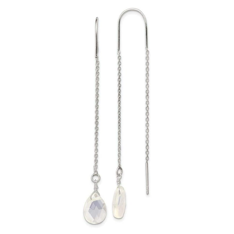 Sterling Silver Opalite Crystal Threader Earrings Sterling Silver Opalite Crystal Threader Earrings