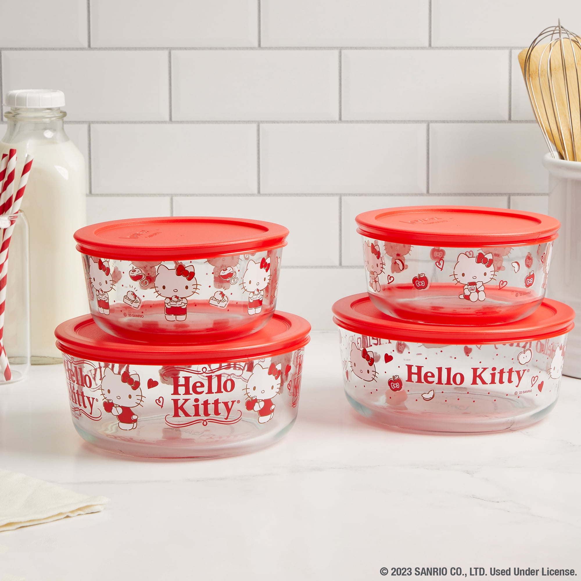Pyrex 8-Piece Glass Storage Set: Hello Kitty My Favorite Flavor