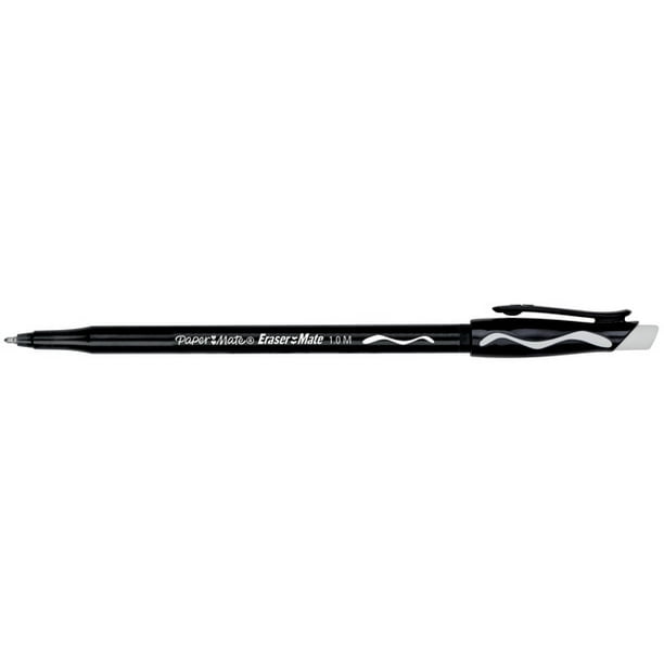 Paper Mate Erasermate Ballpoint Pen, 1 mm Medium Tip, Black Ink/Barrel