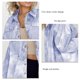 thumbnail image 4 of Camisa de mujer Tie Dye Cuello vuelto Manga larga Botón de una sola fila Ropa de abrigo informal suelta Azul claro M, 4 of 5