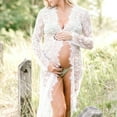 thumbnail image 5 of Maternity Photoshoot Dress - Front Open Lace Maxi Gown for Pregnancy, Floor Length Elegant Dress for Shower & Maternity ,Size for S, 5 of 8
