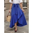 thumbnail image 5 of OYYN Women's A-Line Asymmetrical Ruffle Hem Tie Waist Maxi Skirt, 5 of 6